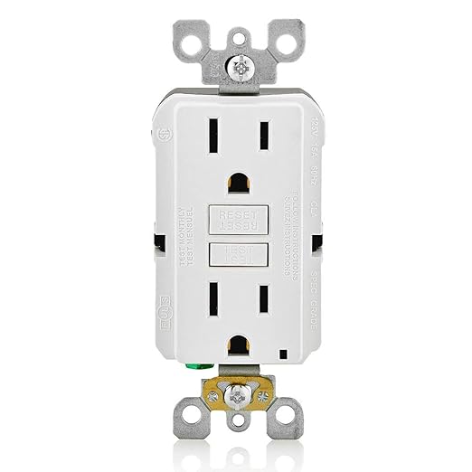 Leviton GFCI Outlet, 15 Amp, Self Test, Non Tamper-Resistant with LED Indicator Light, Protection from Electric Shock and Electrocution, GFNT1-W, White