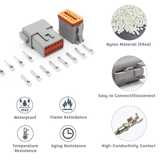 DT Deutsch Connector Kit, 2 3 4 6 8 12 Pin Grey Waterproof Electrical Connector, #16 Stamped Contacts, Wire Crimper Stripper Pin Socket Removal Tool for Automotive Cars Truck Motorcycle Marine
