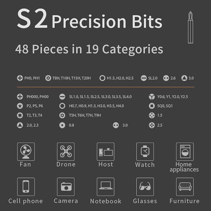 62 In 1 Mini Electric Precision Screwdriver Set, Automatic Screwdriver, Torque Of 0.35N Repair Tools,With 48 Magnetic Bits,Shadowless Lamp For Repair Phone,Laptop,Watch,Camera (62IN1)