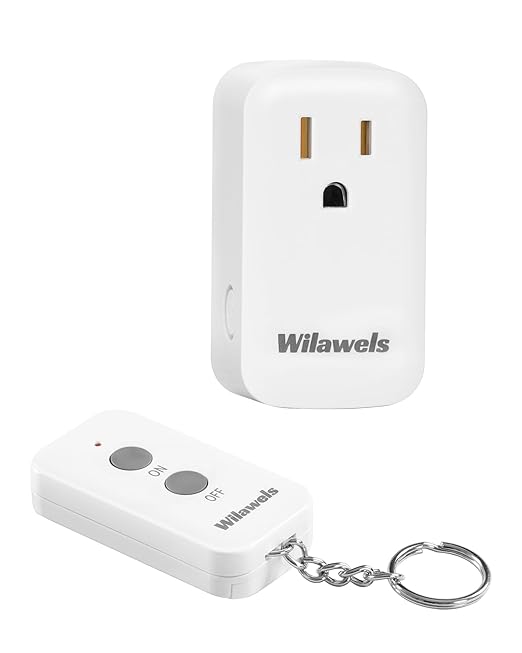 Remote Control Outlet Plug Wireless On Off Power Switch, WILAWELS Wireless Remote Light Switch for Lamp, Light, Fan, Programmable, Compact, 100ft RF Range, FCC Listed, Battery Included W02RC1106