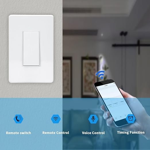 Zigbee Smart Light Switch, No Neutral Wire Required, Need tuya Zigbee HUB,Compatible with Alexa/Google Home & Tuya APP, Single-Pole, White, Timers & Scheduling