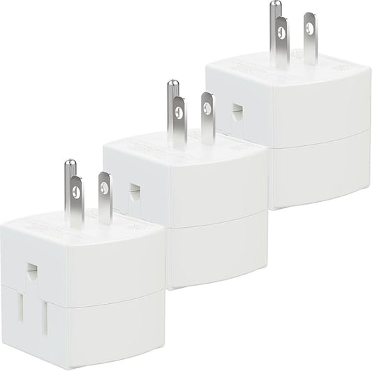 3 Outlet Wall Adapter, 90 Degree 3 Way Plug Adapter Cube Tap, 3 Prong Multi Plug Outlet, Outlet Extender for Home Office School Dorm, ETL Listed, White, 3Pack