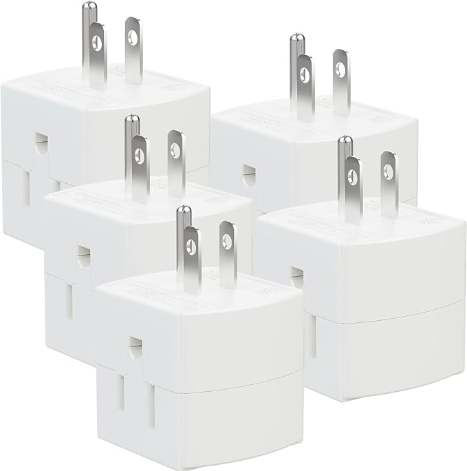 3 Outlet Wall Adapter, 90 degree 3 Way Plug Adapter Cube Tap, 3 Prong Multi Plug Outlet, Outlet Extender for Home Office School Dorm, ETL Listed, White, 5Pack