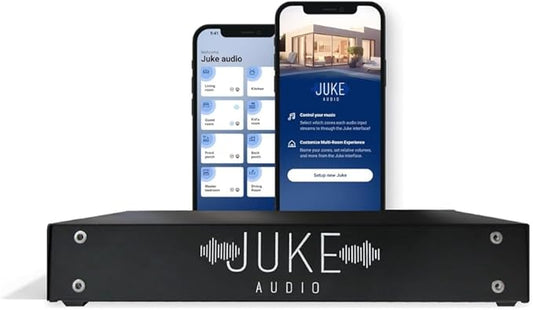 Juke-6 | 6 Zone Audio Amplifier | Wirelessly Controlled Multi-Room Audio System | Compatible with Airplay 2, Spotify Connect, Bluetooth, DLNA
