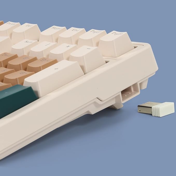 Wireless Mechanical Keyboard, Triple Mode 2.4G/USB-C/BT Gaming Keyboards 100 Keys Backlit Red Switch Keyboard | Rechargeable Mechanical Gaming Keyboards (Brown Combo Red Switch)