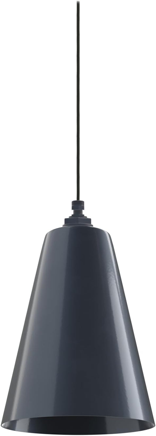 Steel Lighting Co. Laurel Pendant Light | Ceiling Mounted | 8.5 inch Cone Shade | Modern Contemporary Farmhouse Style Made in America | Black Cloth Cord | Gray Blue Exterior/Gray Blue Interior