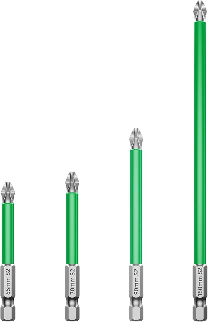 HUHAO 4Pcs High Magnetic Screwdriver Bit Set,S2 Alloy Steel Anti-Slip Drill Bit,1/4 Inch Hex Shank,Phillips Impact Screwdriver Bits Sets Waterproof Impact Batch Head for Electric Hand Tool