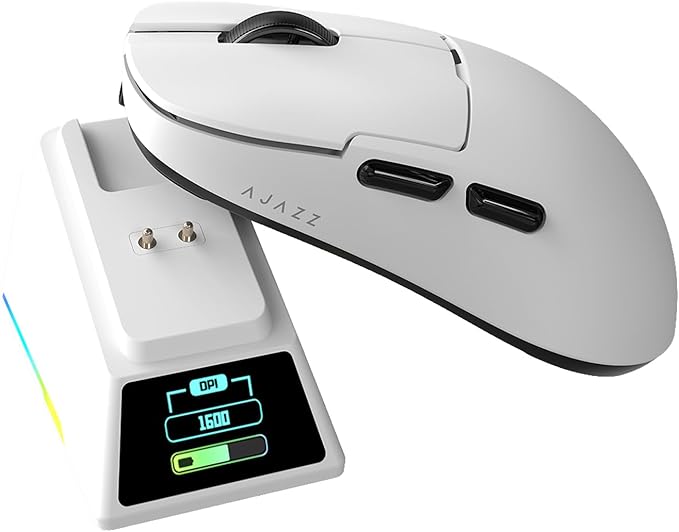 DAIDAI AJAZZ AJ159 APEX Wireless Gaming Mouse 2.4G Wired BT|RGB Magnetic Screen Charging Dock|Lightweight|42K Optical Tracking|400mAh Battery |PAW3950APEX Sensor.