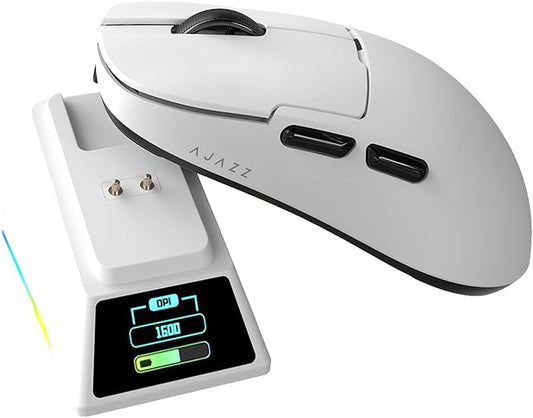 DAIDAI AJAZZ AJ159 APEX Wireless Gaming Mouse 2.4G Wired BT|RGB Magnetic Screen Charging Dock|Lightweight|42K Optical Tracking|400mAh Battery |PAW3950APEX Sensor.