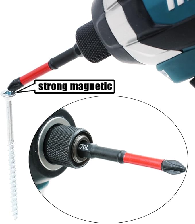 AUTOTOOLHOME 10 Pack Phillips PH2 Magnetic Anti Slip Screwdriver Bit Set 2-3/4" L TS2 Anti-Slip Long Drill Bits Impact Driver Bits