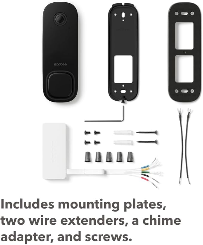 ecobee Smart Video Doorbell Camera (Wired) - with Industry Leading HD Camera, Smart Security, Night Vision, Person and Package Sensors, 2-Way Talk, and Video & Snapshot Recording