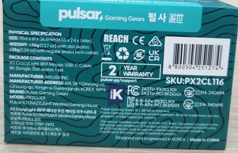 Pulsar Gaming Gears X2 Crazylight Wireless Gaming Mouse, Ultra Lightweight 1.27 oz (36g), Optical Switch, 32000 DPI, 750 IPS, XS-1 Sensor, 8k Compatible (RandomFrankP Edition)