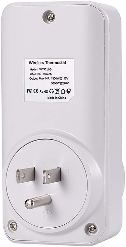 DIGITEN WTC100 Wireless Thermostat Outlet Digital Temperature Controller Plug-in Thermostat Cooling&Heating Remote Control Build-in Temp Sensor Greenhouse Thermostat Reptile Temperature Controller