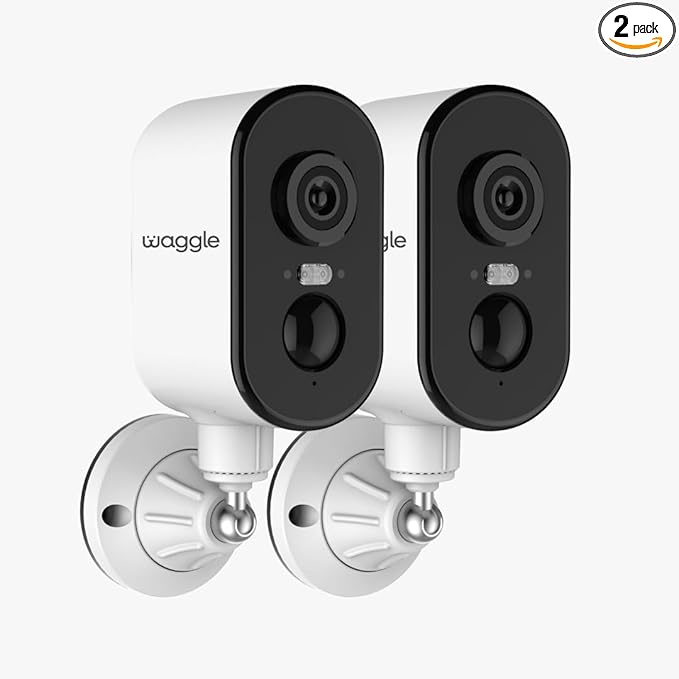 Waggle Pack of 2 4G LTE Security Camera | No WiFi? No Problem | Built-in SIM | Works Anywhere Indoor/Outdoor | 2K HD + 9000mAh Battery | 2-Way Talk, Night Vision & Siren Alarm! - Subscription Required