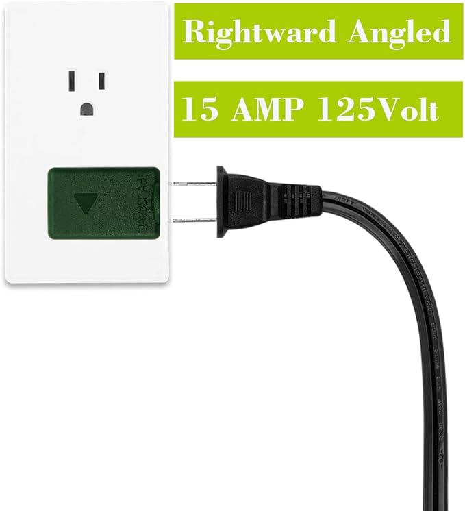 PA-0503G Nema 1-15P to 1-15R Right Angle Adapter - 90 Degree 2-Prong AC Adapter, Polarized L Type