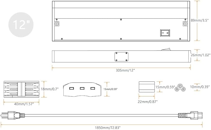 Smart Under Cabinet Lighting Hardwired Plug-in, Alexa & Google Compatible, Dimmable LED Under Cabinet Lights for Kitchen,18 Inch Under Counter Lights with App, Remote, 2700K-6500K Adjustable CCT