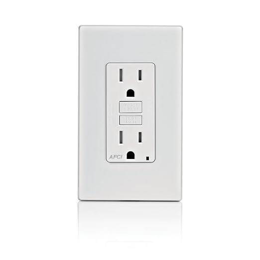 Leviton AFCI Outlet, 15 Amp, Self Test, Tamper-Resistant with LED Indicator Light, Protection from Electrical Fires, AFTR1-W, White