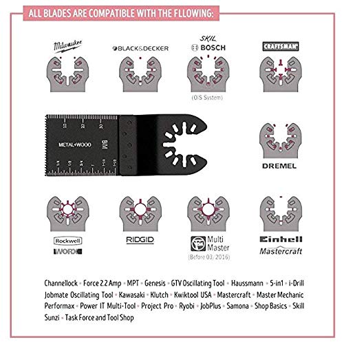 100 pcs Wood Oscillating Multitool Saw Blade Set Fits Fein Multimaster Porter Cable Black & Decker Bosch Dremel Craftsman Ridgid Ryobi Makita Milwaukee Dewalt Rockwell