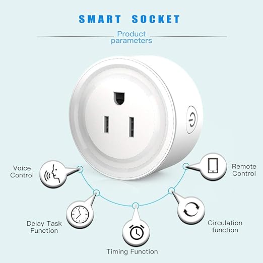 Smart Plug, Wi-Fi Outlet Socket Compatible with Alexa and Google Home, Automate APP, Timer Function, Voltage Measurement Function, (4 pcs)