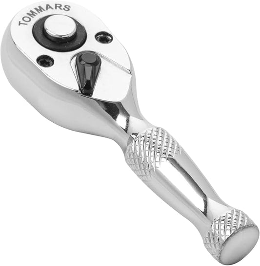 TOMMARS 1/4-Inch Drive Stubby Ratchet Mini Ratchet Quick-Release Head 72-Tooth