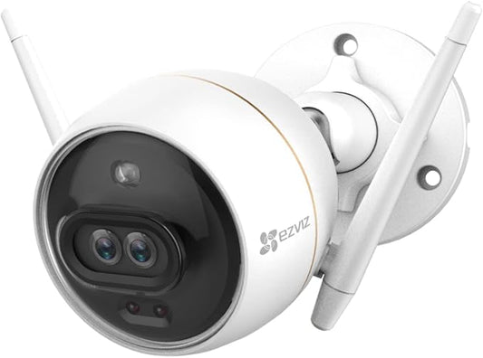 EZVIZ Outdoor Camera Dual Lens, Surveillance Camera with Color Night Vision & Human/Vehicle Detection, Active Defense with Light & Siren, Two-Way Talk, IP67, No Subscription Fee Cloud(C3X-Cloud)