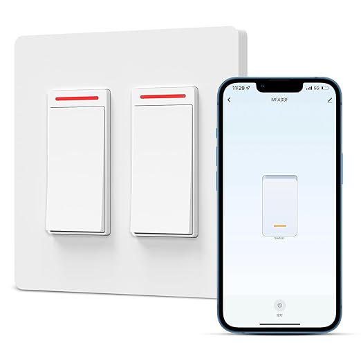 Smart Light Switch 2 Gang Single-Pole Switch 2024 New Model 10A, Works with Siri, Alexa and Google Home,Voice and Remote Control,Neutral Wire Required,No Hub Required