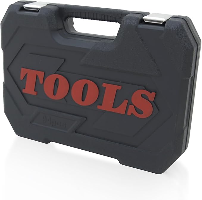 Hand tools, Mechanics Tool Set 94pcs Socket Set wih Case, 1/4" & 1/2" Drive, Versatile and Durable Tool Kit for Auto & Motorcycle Repair, Home, and DIY Projects (94p)