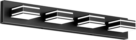 Ralbay Modern Black Vanity Light for Bathroom 4-Light 30inch Matte Black Modern LED Acrylic Bathroom Wall Lighting Fixtures Over Mirror