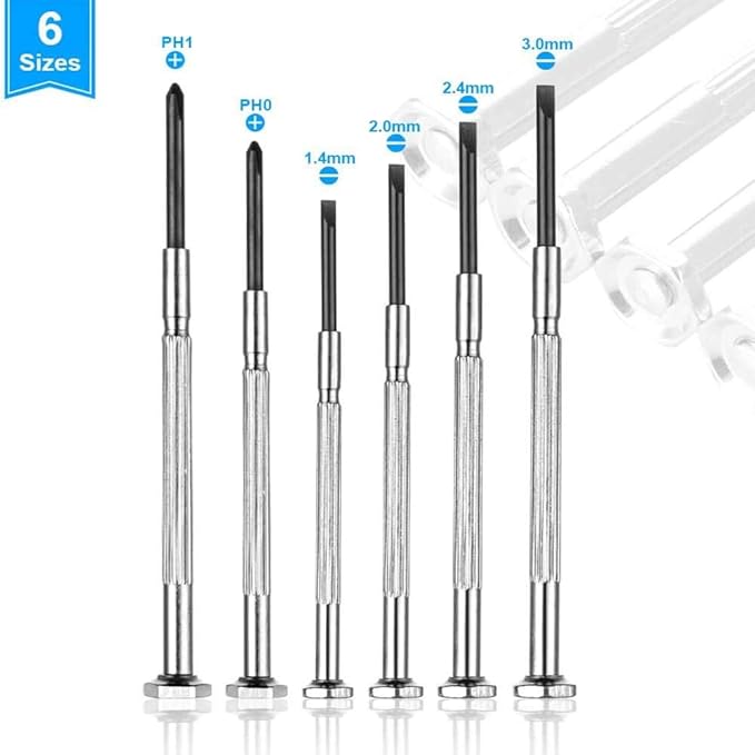 NSEZTZ 6PCS Mini Screwdriver Set, Small Professional Repair Tool Kit with 6 Different Size Flathead and Phillips Screwdrivers, Precision Screwdriver Sets for Jewelry, Watch, iPhone, Eyeglass Repair