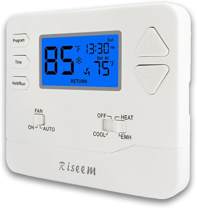 Thermostat for Heat Pump,Programmable Thermostat for Home,Single-Stage Systems,2 Heat/1 Cool Heat Pump Or 1 Heat/1 Cool,Easy DIY Install,Blue Backlight