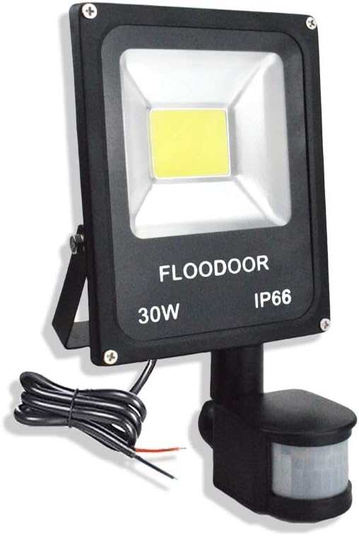 30W LED Motion Sensor Light Outdoor Safety Waterproof 12-24V AC/DC IP66 Super Bright Floodlight, 6000K, Daylight White, 150W Bulb Equivalent, 2700LM, PIR Intelligent Sensor Light (No Plug)