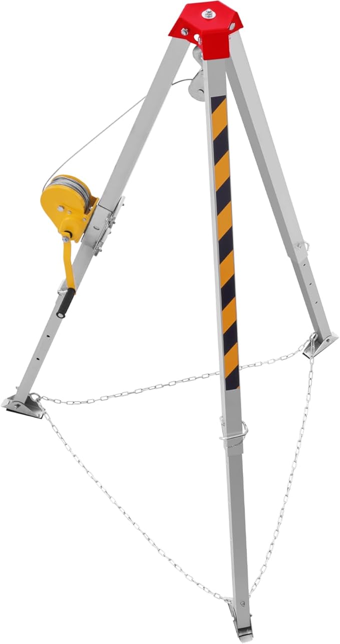VEVOR Confined Space Tripod Kit, 1200 lbs Winch, Confined Space Tripod 7' Legs Bracket and 98' Cable, Confined Space Rescue Tripod 32.8' Fall Protection, Storage Bag for Traditional Confined Spaces