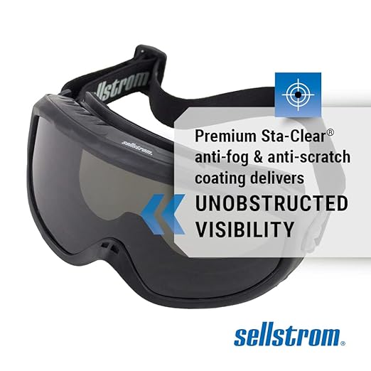 Sellstrom Odyssey II Wildland Fire Safety Goggles - Anti-Fog, Anti-Scratch Eye Protection Goggles for Men & Women - FR Strap, fits over Glasses, ANSI Z87.1
