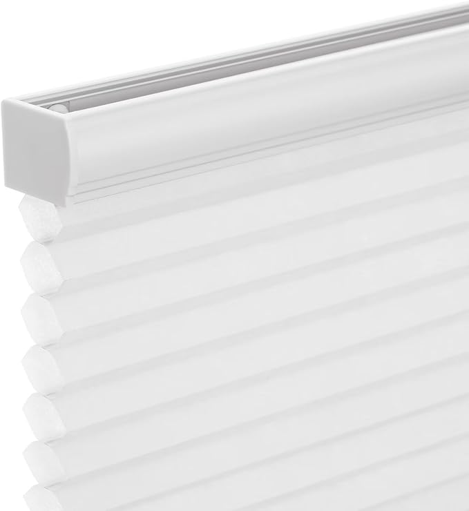 Changshade Cordless Cellular Shades, Light Filtering Honeycomb Shades for Windows, Pull Down Pleated Blinds, Easy to Install for Indoor Windows and French Doors,29" W x 64" H, White
