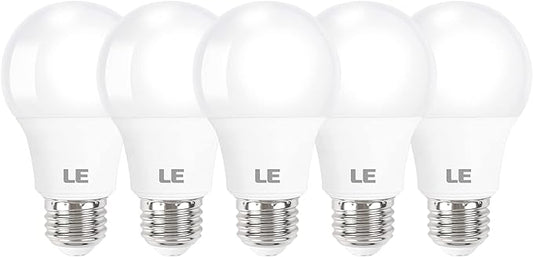 LE LED Light Bulbs 60 Watt Equivalent, 9W 800 Lumens Non-Dimmable, Soft Warm White 2700K, A19 E26 Standard Medium Base, 10000 Hour Lifetime 5 Count (Pack of 1)