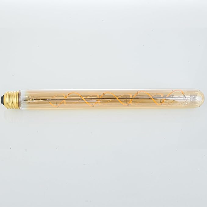 T300/T10 Long Tubular Light Bulb,40 Watt Equivalent E26 Base Amber Vintage Edison Bulb 4W Dimmable Tubular Antique Style Decorative LED Filament Light Bulb, 2700K Warm White,11.8 Inch, 2 Pack