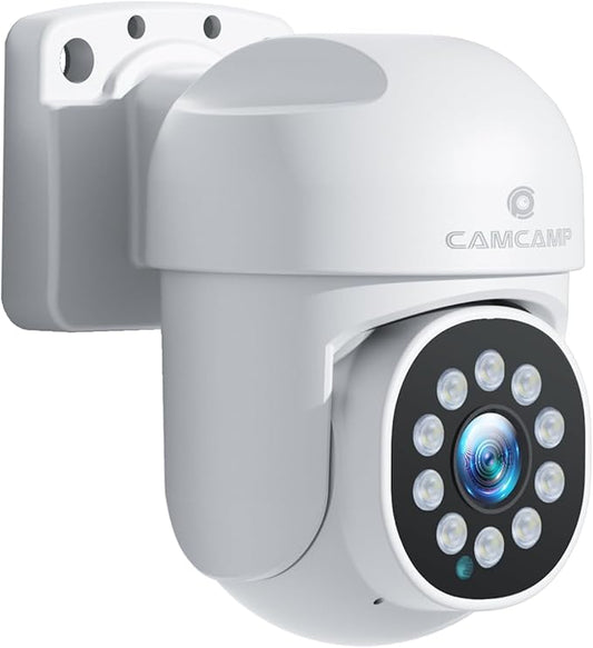 Camcamp 5MP PoE Security Camera Outdoor, Wired PoE IP Surveillance Cameras, Auto Tracking, 2-Way Audio, Color Night Vision