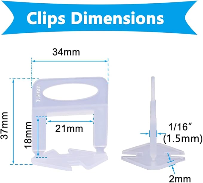 1400 PCS Tile Leveling System Clips 1/16''(1.5mm) Tiles Leveler Spacers Tool for Professional Ceramic Tile and Stone Installation