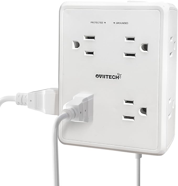Multi Plug Outlet Extender Surge Protector Adapter, 8 Outlet with 4 USB Ports (2 USB C) 1350J Power Strip Wall Charger Spaced for Travel,Home, Office, Dorm Room, White