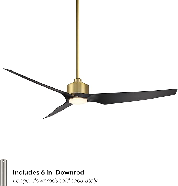 Stella Indoor and Outdoor 3-Blade Smart Home Ceiling Fan 60in Soft Brass Matte Black with 3000K LED Light Kit and Remote Control works with Alexa and iOS or Android App