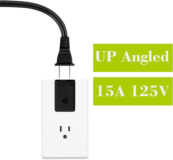 Right Angle Adapter,2-Prong 90 Degree Upward Angled AC Adapter, Polarized 2-Prong L Type Adapter, Vertical Right Angled Down Angle Power Adapter, PA-0507B Black Color