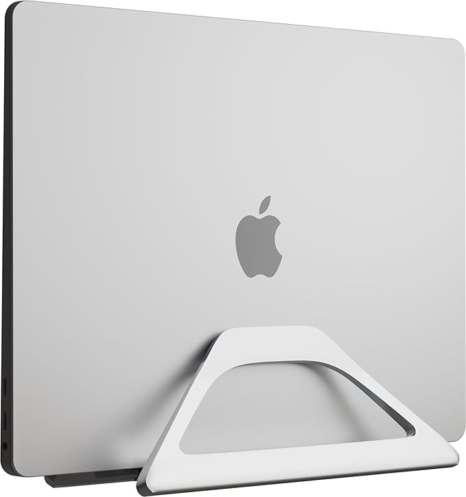 Elestoria Vertical Laptop Stand Holder- Adjustable Laptop Holder Vertical fits All MacBook, Chromebook & Gaming Laptops - Silver