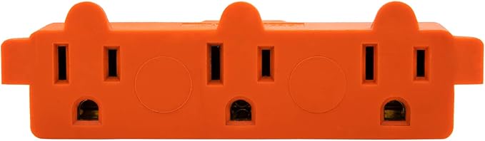 Maxxima Heavy Duty 3 Grounded Multi Outlet Adapter - Wall Plug Extender, Turns 1 Outlet into 3, Ideal for Garage, Workspace, and Indoor Use, Orange Adapter - Pack of 4