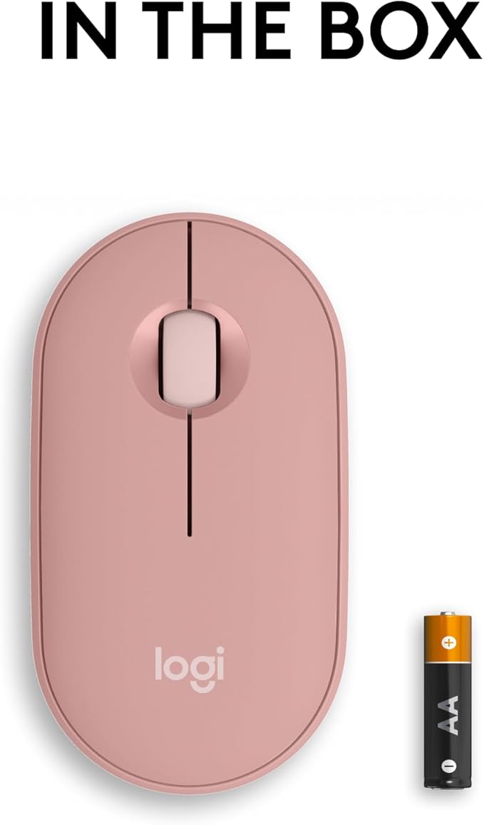 Logitech Pebble Mouse 2 M350s Slim Bluetooth Wireless Mouse, Portable, Lightweight, Customizable Button, Quiet Clicks, Easy-Switch for Windows, macOS, iPadOS, Android, Chrome OS - Tonal Rose