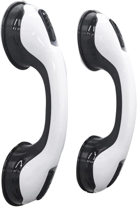 NL'AAHCÉ Grab Bars for Shower Heavy-Duty (2Pack) 12-Inch ADA Compliant Grab Bar for Seniors Shower Handles for Elderly Suction Handicap Safety Handrail for Bathroom Bathtubs Toilet Tiles Glass Black