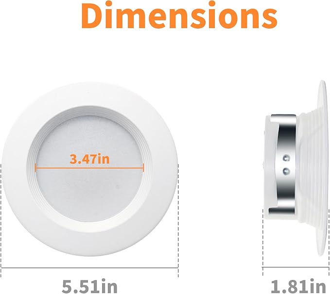 Peteme E26 Retrofit LED Recessed Lighting 4 Inch, IC Rated ETL Certified Smart Can Light Baffle Trim Style, RGBCW Dimmable Color Changing Soffit Downlight Compatible with Alexa/Google, 800LM, 6 Pack