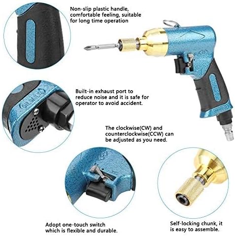 Handhold Screw Gun Air Straight Pneumatic Screwdriver with Screw Bit 5H 9000rpm(Screwdriver bit Random Color)