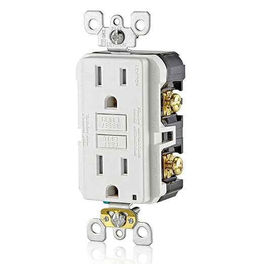 Leviton GFCI Outlet, 15 Amp, Self Test, Tamper-Resistant with LED Indicator Light, Protection from Electric Shock and Electrocution, GFTR1-W, White