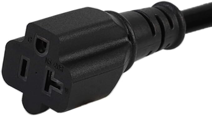 Right Angle (Down Angle) 15 Amp to 20 Amp Plug Adapter Cable UL Listed 14AWG (1Foot) NEMA 5-15P to 5-15/20R (Comb 20Amp T Blade) 15 Amp Household Plug to 20 Amp T-Blade AC Power Cable