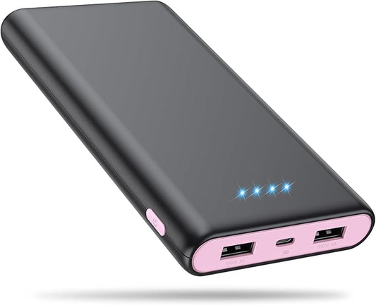 Portable Charger Power Bank 25,800mAh,5V/3A USB C in&Out Fast Phone Charging with Intelligent Smart IC,3 USB Port External Cell Phone Battery Pack Compatible with iPhone 16 15 14,Samsung,Android-Pink